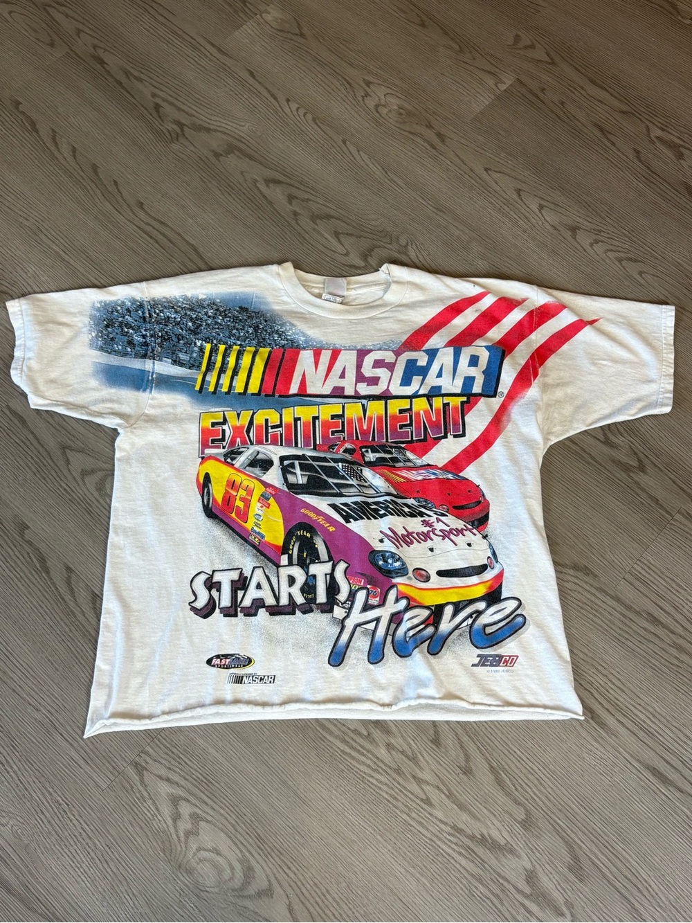 Fruit of the Loom White NASCAR 'Excitement Starts Here' Graphic Tee
